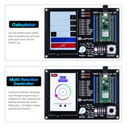 LAFVIN PICO Development Kit for Raspberry Pi Pico 2/2W/1/1W, 3.5" 320×480 Capacitive Touch Screen, Mini PSP Joystick, Plug-and-Play No Soldering, 40PIN GPIO Expansion Board