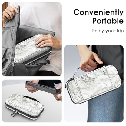FINTIE Carrying Case for Nintendo Switch 2 (2025), Shockproof Hard Shell Switch 2 Case, Protective Cover Travel Bag with 19 Game Card & 2 Micro SD Card Slots & Inner Pocket (marble) - color: marble