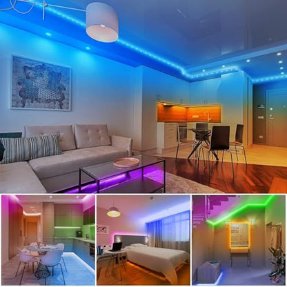 dalattin Led Lights for Bedroom 130ft (2 Rolls of 65.6ft), Led Strip Lights with Remote & App Control, LED Light Strips for Decorative Purposes - size: 130FT(Bluetooth)