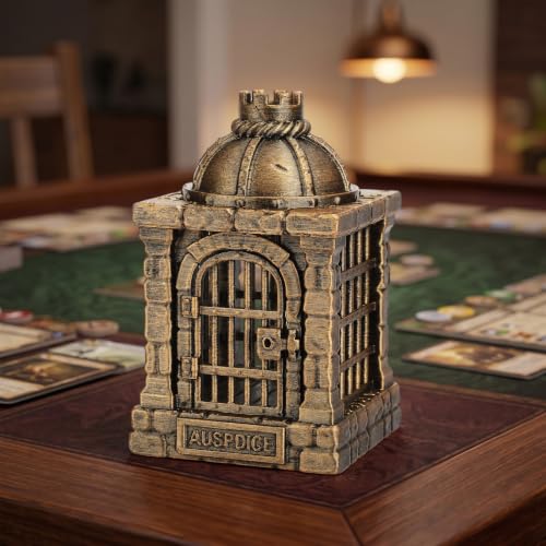 Tabletop Dice Organizer DND Dice Prison RPG Accessory Fantasy Gifts AF12234 | Hand-Painted Bronze Dice Jail and Gaming Table Decor, Premium Gift for RPG Players and Dungeon Masters - color: Af1224b Dice Jail Bronze