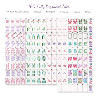 American Mahjong Set Complete, 160 Purple 4-Layer American Mahjong Tiles with Tile Bag, Storage Box & 4 Dice, Mahjong Game Set, Mah Jongg Set American, Travel Mahjong Tile Set for Western Mahjong - color: Purple-4