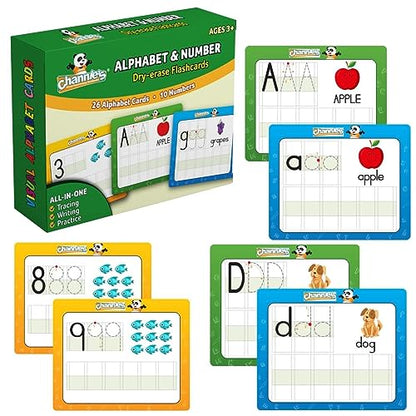 Dry Erase Number & Alphabet Flashcards for Kids Ages 3-5, 10 Numbers & 26 Visual ABC Flash Cards, Homeschool Learning Supplies, Summer School & After School Teaching Supplies for Handwriting Practice - style: Alphabet & Number Dry Erase Flash Cards