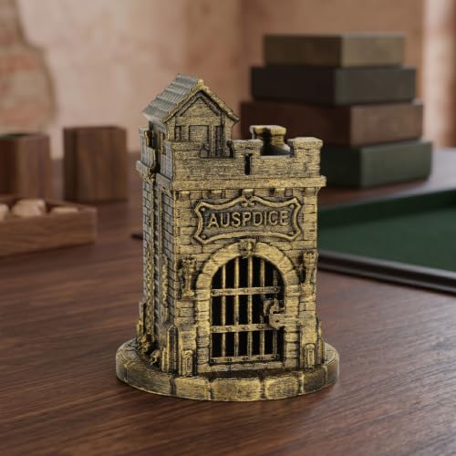 RPG Dice Display Tabletop Gaming Accessories Dice Jail Fantasy Gift AF1223C | Hand-Painted Brushed Brass Color Dice Prison, Unique Tabletop Organizer and Map Props for RPG Players - color: Af1223c Dice Jail Brassy