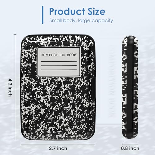 Credit Card Holder, Slim Aluminum RFID Blocking Wallet Debit Card Protector Organizer Metal Case, Black Composition Book - color: Black Composition Book