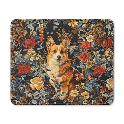 Vintage Floral Corgi Mouse Pad, Dog Lover Gifts for Women, Cute Cottagecore Puppy Animal Mouse Pad for Home Office Computer Gaming Desk Essentials, 9.5x7.9 Inch - color: 20Child
