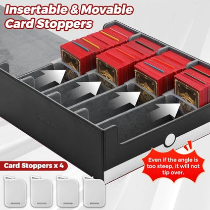 tombert White & Red Trading Card CaseHolds 3200+ Cards, Includes 16 Dividers& 4 Customizable Inserts, SecureMagnetic Closure for MTG, YuGiOh,Sports & More (4 Rows) - size: 3200+