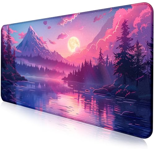 Sunset Mountain Landscape Extended Mouse Pad Game Office Sewing Table Mat | Large Extended Mouse Pad; Full Desk Coverage; Waterproof Coating; Stable Anti-Slide Base For Gaming, Office, Study Daily Use - color: Mountain Scenery