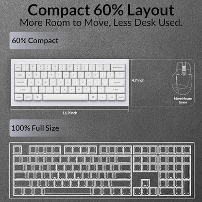 Keychron Q4 Wired Custom Mechanical Keyboard, QMK/VIA Programmable Macro, Full Aluminum, Hot-Swappable Gateron G Pro Red Switch, 60% Layout Double Gasket Compatible with Mac and Windows - White - color: White (Gateron G Pro Red Switch)
