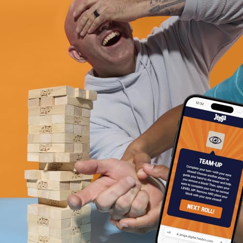 Official Hasbro Games Jenga Game | Digital Die for 6 More Ways to Play | Original Wood Block Game | Stacking Tower | Ages 6+ | 1+ Players | Party Games