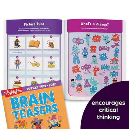2026 Puzzle Fun Activity Book Gift Set for Kids 6 and Up, 4 Fun Books with Brain Teasers, Mazes, Word Games and More, Travel Activity and Puzzle Game Books for Kids