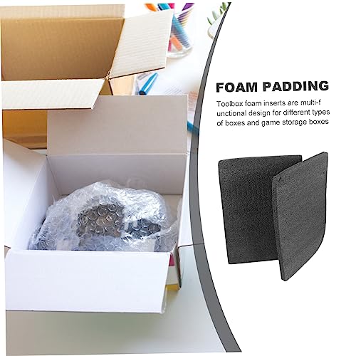 HOMSFOU 2pcs Foam Inserts for Tool Boxes and Game Storage Flexible Pre-cubed Padding Black Foam for Crafts and