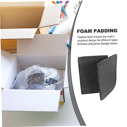 HOMSFOU 2pcs Foam Inserts for Tool Boxes and Game Storage Flexible Pre-cubed Padding Black Foam for Crafts and