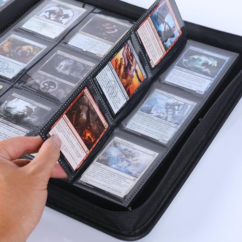 1200+ Pockets Trading Card Binder, 12-Pocket Card Ablum Compatible with MTG,Sports Cards & Other Standard Size Trading Card (RED) - color: Card Binder 12 Pocket Navy Red