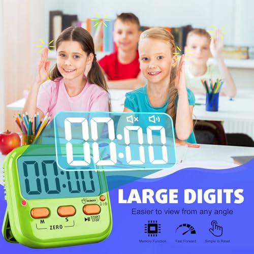 2 Pack Digital Timer for Kids, Magnetic Kitchen Timers for Cooking, Egg, Teachers, Classroom, Study, Exercise, Oven Baking - AAA Battery Included