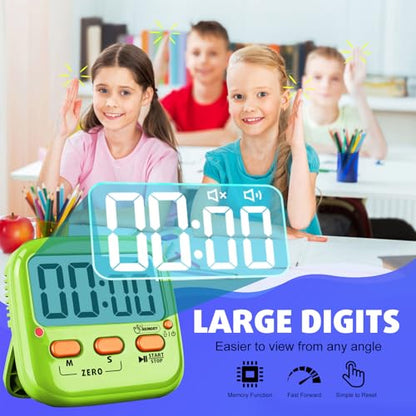 2 Pack Digital Timer for Kids, Magnetic Kitchen Timers for Cooking, Egg, Teachers, Classroom, Study, Exercise, Oven Baking - AAA Battery Included