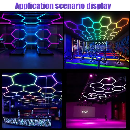 31Pack RGB 7 Hexagon LED Garage Lights - Music Sync Color Changing,App & Remote Control,358 Modes DIY Honeycomb Light for Gaming Room,Gym,Garage - color: RGB-31Lights-7Hexagon