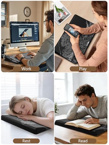 2-in-1 Ergonomic Keyboard Stand with Wrist Rest, Comfy Keyboard Riser Holder with Massage Design, Black Wave of Kanagawa - color: Black Wave