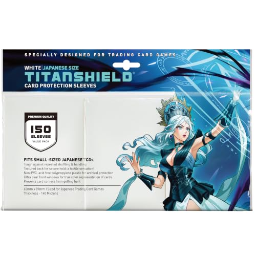 TitanShield Small Japanese Card Sleeves, White (150 Sleeves) - Fits Yu-Gi-Oh - color: White