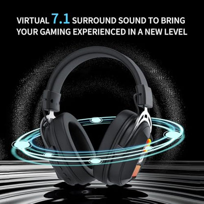 Redragon H375 Wired Gaming Headset, 53mm Drivers 7.1 Surround Sound, Detachable Noise Cancelling Mic, USB Computer Headset with RGB, Lightweight Design for PC/Laptop/PS4 | 53mm Driver, Removable Noise Cancelling Microphone, Lightweight Design, Compatible