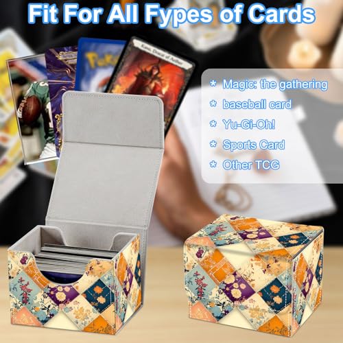 Quilt Pattern Deck Box for MTG Commander | Holds 100+ Double-Sleeved Cards | Strong Magnetic TCG Card Case for Collectible Games - color: Quilt Pattern