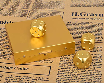 DS.DISTINCTIVE STYLE Aluminum Alloy Dice 5 Pieces 16mm Portable Metal Dices with Case 6 Sided Dice for Party Game - color: Gold, style: Square