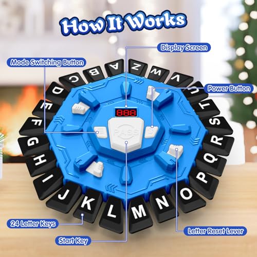 Family Board Word Games for Kids & Adults with Display Timer, Fast Paced 24-Letter Learning Party Card Game with 2 Modes & 220 Topics, Kids Xmas Birthday Gifts for Boys Girls