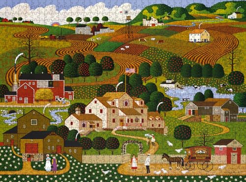 Buffalo Games - Charles Wysocki Old Homestead - 1000 Piece Jigsaw Puzzle | Art by Charles Wysocki, Frameable Art, Made in USA, Recycled Board, Includes Poster, Challenging, intermediate to expert - color: Old Homestead