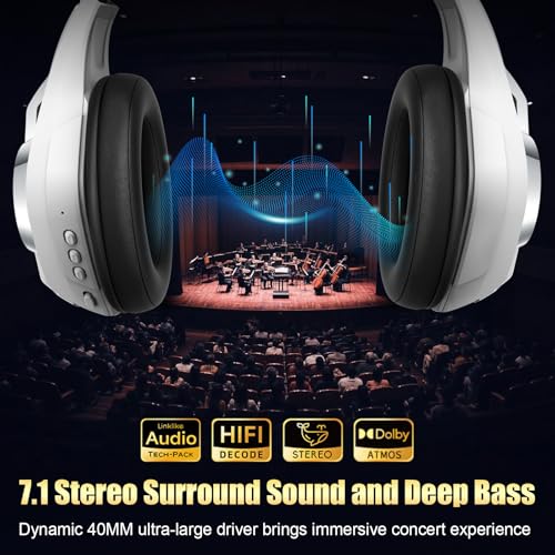 Ordtop 2.4GHz Wireless Gaming Headsets for PS5/PS4/Switch, 2026 RGB Noise Cancelling Over-Ear Headphones with 7.1 Surround Sound, 40mm Drivers, 276g Ultraligero, Memory Foam, 45H Gaming Headphones﻿ - color: White