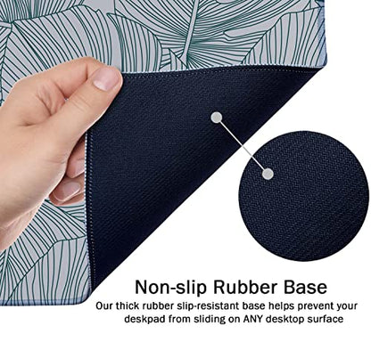 SSOIU Line Drawing Leaves XXL Green Gaming Mouse Pad - 35.5x15.7 Inch, Extended Size - color: Monstera Leaves
