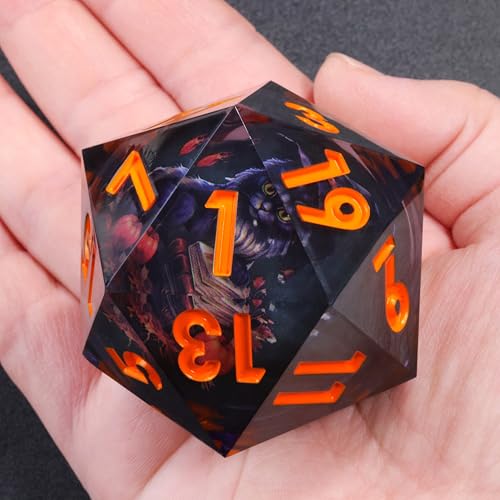 Mini Planet 50mm Giant D20 Liquid Core Eyeball Polyhedral MTG Table Games Aqua Dice E20-LED Black cat - color: E20-led Black Cat