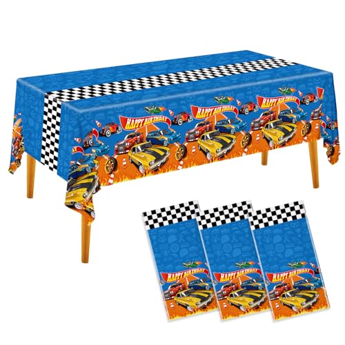 3pcs Racing Car Birthday Party Decorations Race Car Party Tablecloths | Plastic Tablecloths Disposable Rectangular Watercolor Table Cover Kids Boys Birthday Decor 54 * 108inch - color: Race Car
