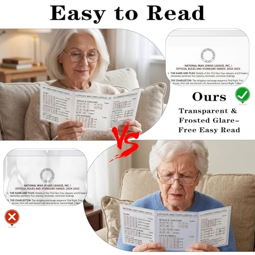 2Pcs Waterproof Mahjong Card Holder Protector Clear 6.1 × 4.96In | 2026, Durable Protective Cover Holder, Frosted Plastic, For NMJL Extra Large Cards, Mahjongg Accessories Gifts