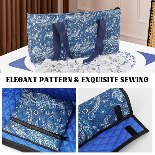 Jolitac American Mahjong Game Set, 166 Premium White Tiles, 4 All-in-One Color Rack/Pushers, Complete Mahjong Tiles Set with Blue Carrying Bag (Ma Jong, Mah-Jongg, Majiang)