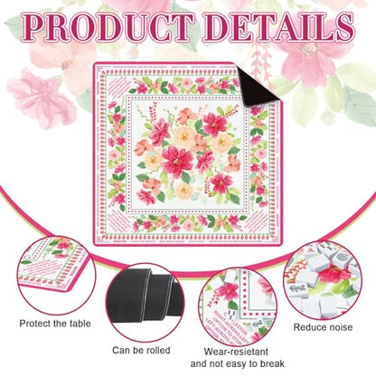 Drydiet Floral Mahjong Mat with Rules Non-Slip Noise Reduction Gaming Mat for Table Cover Card Board Tile Poker Dominoes (31.5" X 31.5") - size: 31.5" X 31.5"