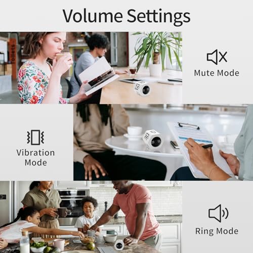 Productivity Timer Flip Gravity Sensor Cube Timer Countdown & Countup,Mute & Vibrate & Sound，5/10/30/60min & Custom Timing, Perfect for ADHD,Work,Learning,Kitchen Cooking (2, White Hexagon) - color: White*2 Hexagon
