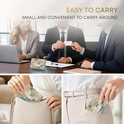 Business Card Holder，PU Leather Business Card Case Wallet Sea Turtle-2 | Pocket Travel Name Card Case for Men and Women Gift，Portable Magnetic Business Card Carrier for Purse - color: Sea Turtle-2