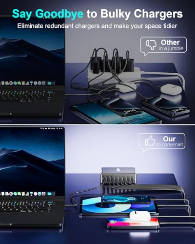 440W USB C Fast Charger Block, Multi-port USB Charging Station, GaN Ⅲ Double 100W PD PPS Port Fast Charging Station for Multiple Devices,Laptop Wall Charger Compatible with MacBook, iPhone 17,iPad etc - size: 440W