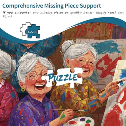 1000 Piece Jigsaw Puzzles for Adults, Art Grandma Crew Puzzle with 1:1 HD Poster, Precise Interlocking, Letter Markings on Back, Dust-Free, Stress Relief & Ideal Family Game Gift - color: Art Grandma Crew