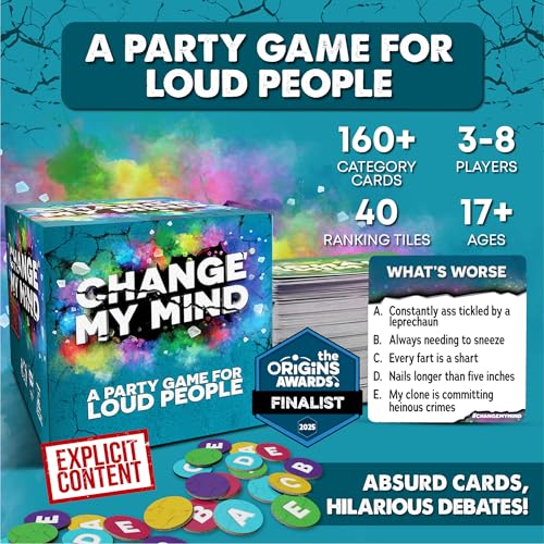 Change My Mind - Outrageous Debate and Rank Adult Party Game | Ages 17+, 3-8 Players - Party Games - Game Nights, Parties, College & Friends