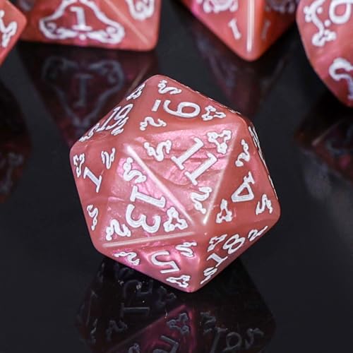 DND Dice Set - 7 Polyhedral Role Playing Dice with Gold Dragon Design, Acrylic D&D Dice Perfect for Dungeons and Dragons, Pathfinder, Warhammer, RPG Games (Pinkish Brown) - color: Tangerine Pink