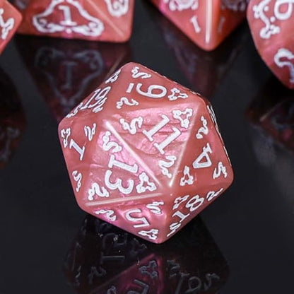 DND Dice Set - 7 Polyhedral Role Playing Dice with Gold Dragon Design, Acrylic D&D Dice Perfect for Dungeons and Dragons, Pathfinder, Warhammer, RPG Games (Pinkish Brown) - color: Tangerine Pink