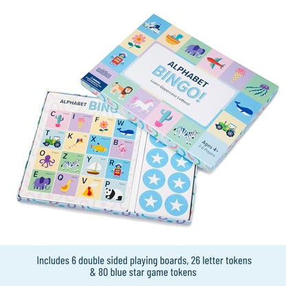 Wildkin Alphabet Bingo: Fun ABC Learning Game for Kids, Boost Memory & Learning for Boys and Girls, 2-6 Players Educational Bingo Adventure, Explore and Enjoy Alphabet Game Cards!