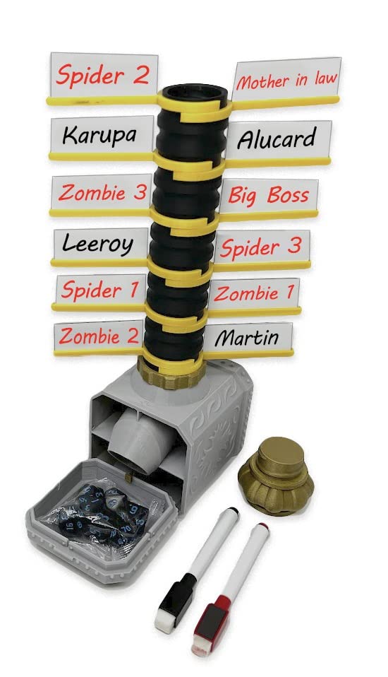 Initiative Tracker Upgrade - (Hammer Dice Tower Not Included) - (Random 7Pcs D20 Dice Set Included) - Dice Holder - Dice Roller - Tabletop RPG - DND