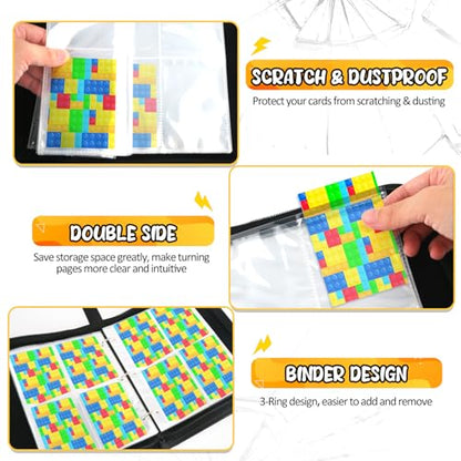 Collectible Trading Card Albums, 400 Card Holders with 50 Removable Sleeves, Portable 4 Pockets Collectible Trading Card Binder, PU Card Collection Binder for MTG, TCG, Sport Card, Game Cards - color: Building Block