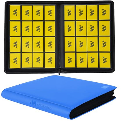 Card Binder 16 Pocket,Trading Card Binder Holds up to 1408 Cards with 44 Sleeves,Zipper Card Holder Album Compatible with TCG Card/Game Cards/Sports Card-Light blue - color: Sky Bule