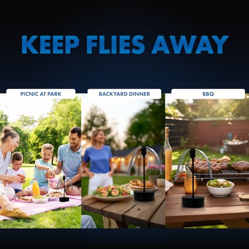 Black USB-C Rechargeable Fly Fan For Tables FF-BK-01, Outdoor Dining Accessory and BBQ Essential, Lightweight with Adjustable Neck, Picnic Table Accessory and Patio Must-Have - size: 1-Pack