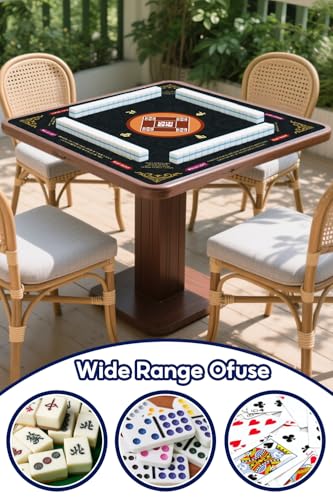 Mahjong Mat for Table, 31.5x31.5Inch American Mahjongg Table Mat (Black1) | Anti-Wrinkle&Foldable Neoprene Mahjongg Travel Mat for Table with Learning Rule, Anti-Slip Noise Reduction Includes Carry Bag - color: Black-12