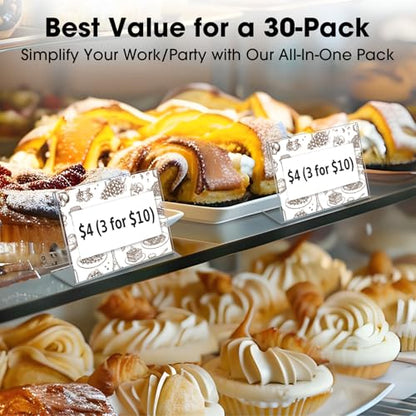 30 PCS Small Acrylic Sign Holder 3.5" x 2", Mini Acrylic Food Sign Labels for Party Buffet, Retail Price Display Holder, Clear Plastic Table Counter Top Stand for Place Cards, Name Card, Wedding Signs - size: 30PCS 3.5" X 2"(9X5)