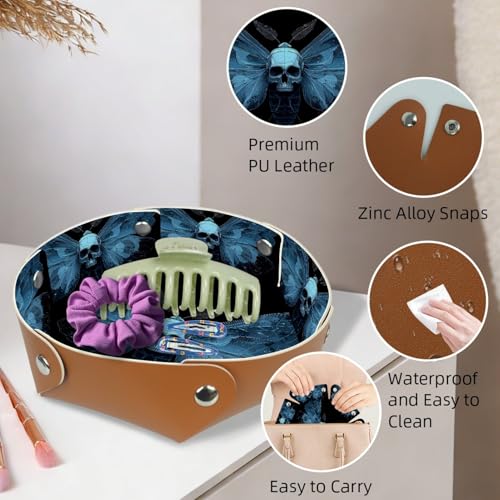 2Pcs PU Dice Holder Folding for RPG DND Table Games, Dice Trays Storage Box Portable Folding Rolling Dice Tray, Blue Moth Skull - color: Multi 10