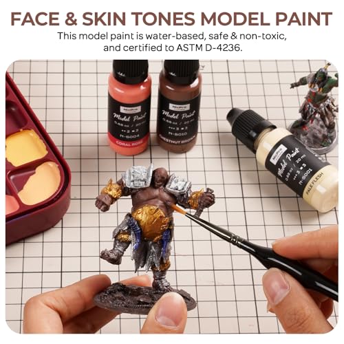 Nicpro 10 Colors Face & Skin Tones Model Paint Set, 20ml Ready to Use Modeling Acrylic Paints, Brush & Airbrush, Miniature Paint Set for Beginners & Artists on Models, Figures, Busts, with 1 Thinner - style: Face & Skin Tones